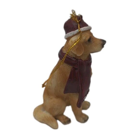 Yellow Labrador Retriever Red Christmas Hat 2011 Holiday Dog Ornament Figurine - Picture 4 of 8